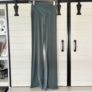 OFFLINE by Aerie High Waisted Crossover Flare Leggings Sage Green Large Tall